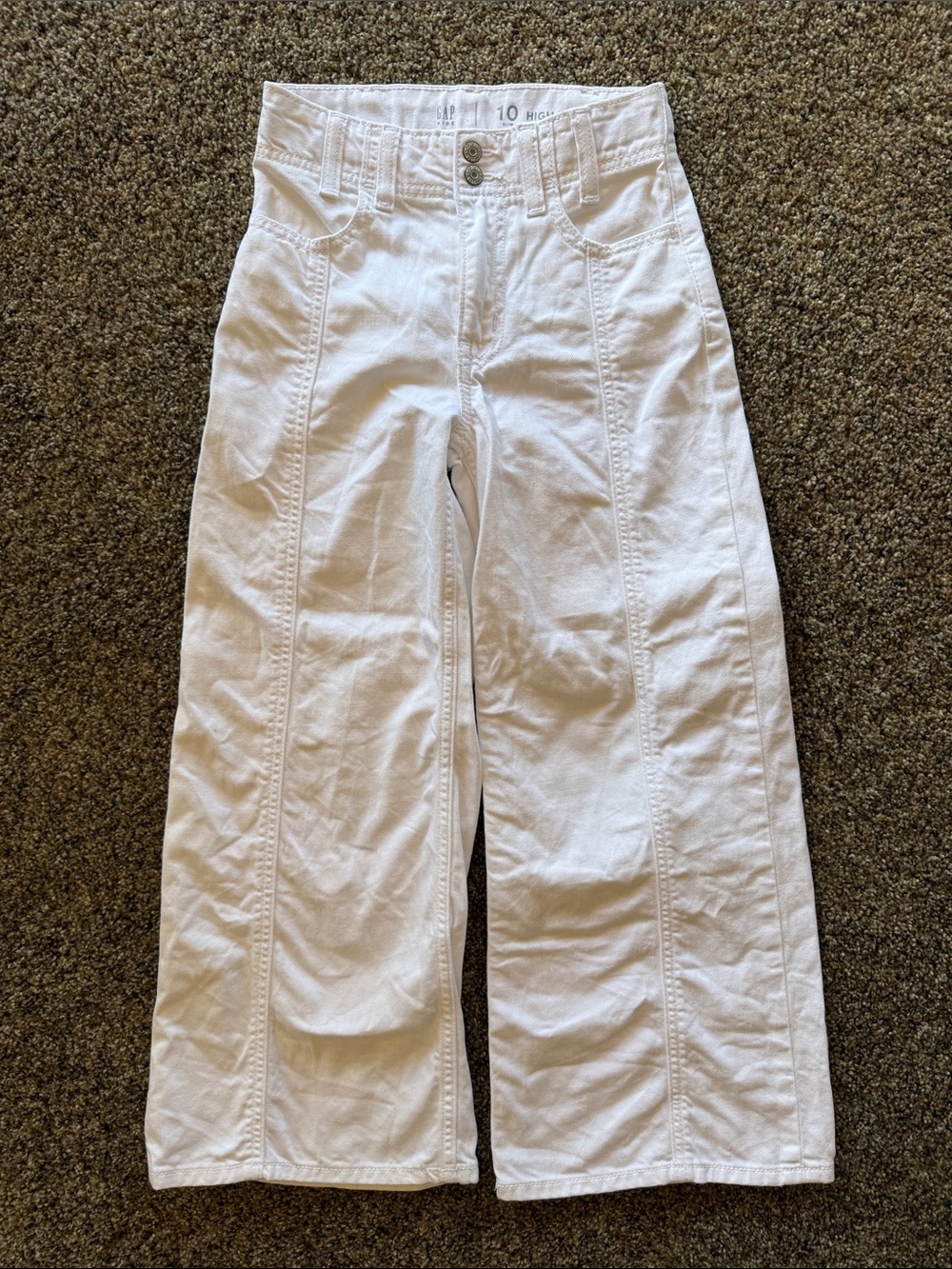GAP White Wide-Leg High Stride Ankle Kids Girls Jeans 10 slim